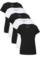 T-shirt med rund halsringning (5-pack), kortärmad, bonprix