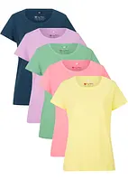 T-shirt med rund halsringning (5-pack), kortärmad, bonprix