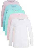 Långärmad longshirt med rund halsringning (5-pack), bonprix