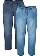 Dra på-jeans i somrig denim, klassisk passform (2-pack), bonprix