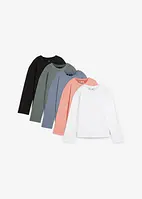 Vid långärmad longshirt med rund halsringning (5-pack), bonprix