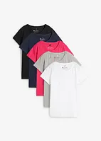 T-shirt med rund halsringning (5-pack), kortärmad, bonprix