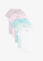 T-shirt med rund halsringning (5-pack), kortärmad, bonprix