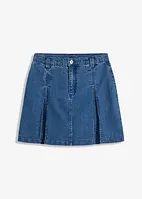 Veckad minikjol i denim, bonprix