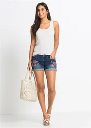 Jeansshorts med broderi, bonprix