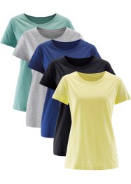 T-shirt med rund halsringning (5-pack), kortärmad, bpc bonprix collection