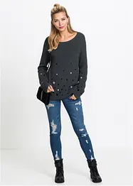 Tröja med broderi, bonprix