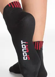 Sportsockor med texttryck (5-pack), ekologisk bomull, bonprix