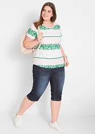 Stretchiga jeansbermudas med uppvikta benslut, bonprix