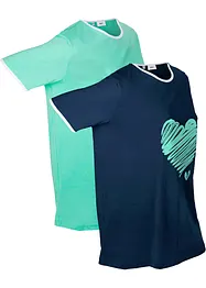 Lång topp med korta ärmar, 2-pack, bonprix