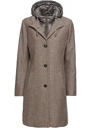 Kort 2-i-1-vinterkappa med yllelook, bonprix