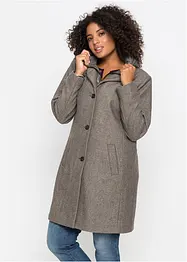 Kort 2-i-1-vinterkappa med yllelook, bonprix