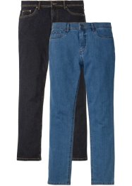 Stretchjeans med återvunnen polyester, normal passform, raka ben (2-pack), bonprix