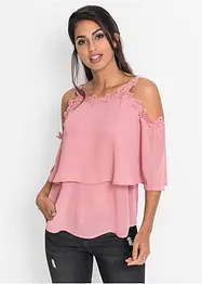 Cold shoulder-blus med spets, BODYFLIRT