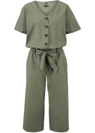 Jumpsuit i linne med knappar, bekväm midja och vida 3/4-ben, bpc bonprix collection