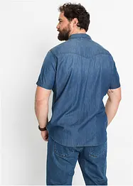 Kortärmad jeansskjorta i ekologisk bomull, smal passform, bonprix