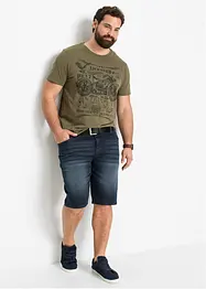 Stretchiga jeansbermudas, smal passform, bonprix