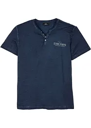 T-shirt i bomull med farfarskrage och tvättad look, bonprix