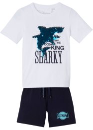 T-shirt med vändbara paljetter och shorts för pojkar (2 delar), bpc bonprix collection