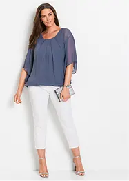 Chiffongblus med linne, bonprix