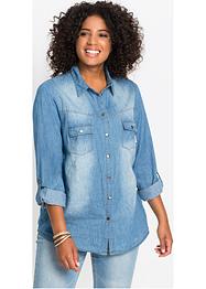 Jeansblus med tryckknappar, långärmad, John Baner JEANSWEAR
