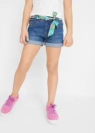 Jeansshorts med skärp och medelhög midja för barn, bonprix
