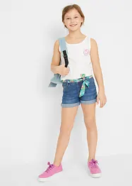 Jeansshorts med skärp och medelhög midja för barn, bonprix