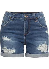 Jeansshorts med destroyed-effekter och mid waist, bonprix