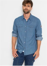 Långärmad jeansskjorta med tryck i ryggen, John Baner JEANSWEAR