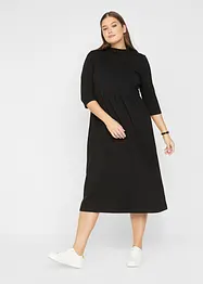 Mellanlång jerseyklänning, 3/4-ärm, bonprix
