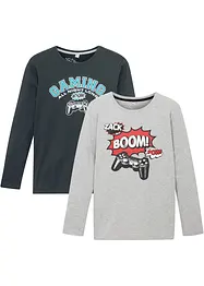 Långärmad T-shirt för barn (2-pack), ekologisk bomull, bpc bonprix collection