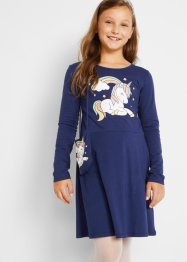Jerseyklänning för flickor och väska (2 delar), ekologisk bomull, bpc bonprix collection