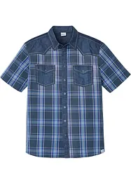 Kortärmad skjorta med denimbesättning, bonprix