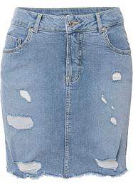 Jeanskjol med destroyed-look, av ekologisk bomull, RAINBOW