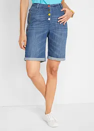 Bekväma stretchiga jeansbermudas med broderi och bekväm midja, bonprix