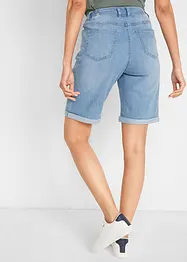 Bekväma stretchiga jeansbermudas med broderi och bekväm midja, bonprix