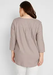 Blus med linne och 3/4-ärm, bonprix