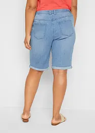 Bekväma stretchiga jeansbermudas med broderi och bekväm midja, bonprix