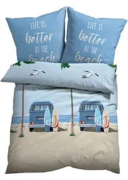 Påslakanset med strandmotiv med bil och palmer, bonprix