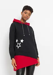 Sweatshirt med luva och asymmetrisk nederkant, bonprix