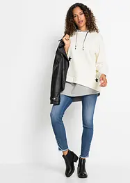 Sweatshirt med luva och asymmetrisk nederkant, bonprix