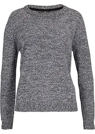 Stickad tröja med rund halsringning i melerad look, bonprix