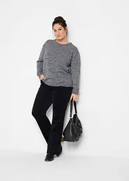 Stickad tröja med rund halsringning i melerad look, bonprix
