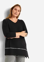 Longshirt med asymmetriskt snitt och glitter, bonprix