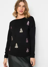 Oversized topp med julmotiv, bonprix