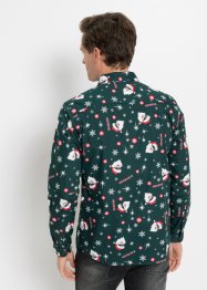 Långärmad skjorta med julmönster, smal passform, RAINBOW