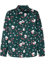 Långärmad skjorta med julmönster, smal passform, RAINBOW