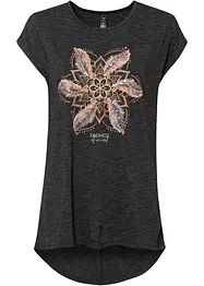 Lång t-shirt med tryck i mjuk viskosmix, bonprix