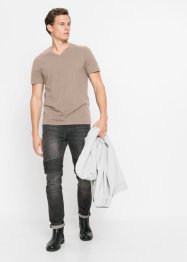 Stretchig T-shirt med V-ringning (2-pack), smal passform, RAINBOW