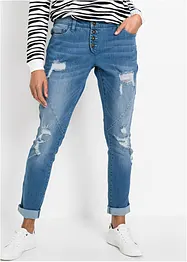 Boyfriendjeans med destroyed-effekter och återvunnen polyester, bonprix